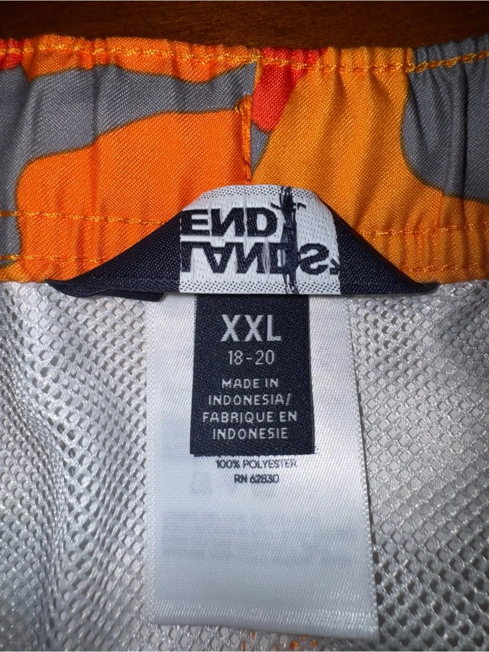 Lands’ End Boys XXL 18-20 Orange Camo Swim Trunks Board Shorts